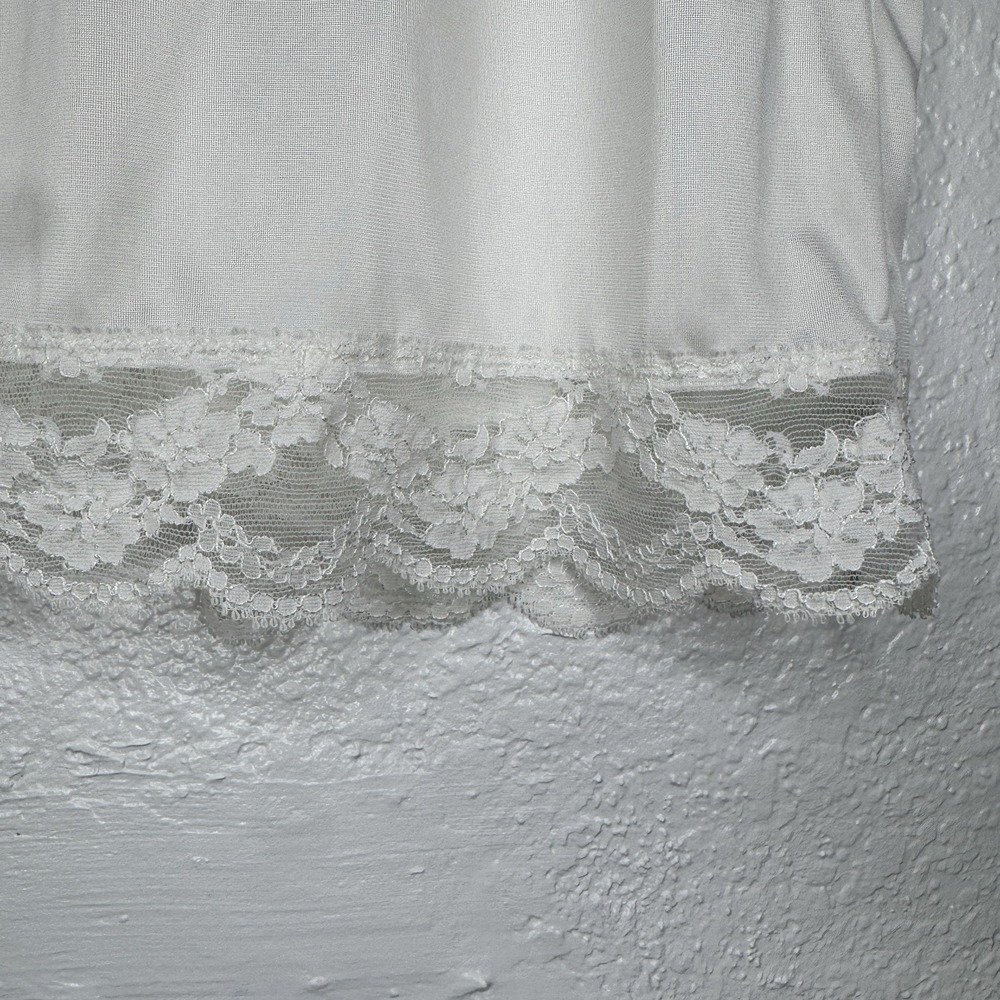 Vintage OLGA White Nylon Silky Shiny Half Dress Slip Skirt Small Lace Hemline - Picture 2 of 8